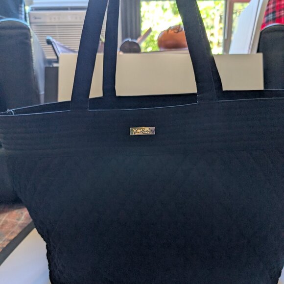 Vera Bradley Black Quilted Weekender Tote Bag with Leopard Inside - Picture 2 of 16